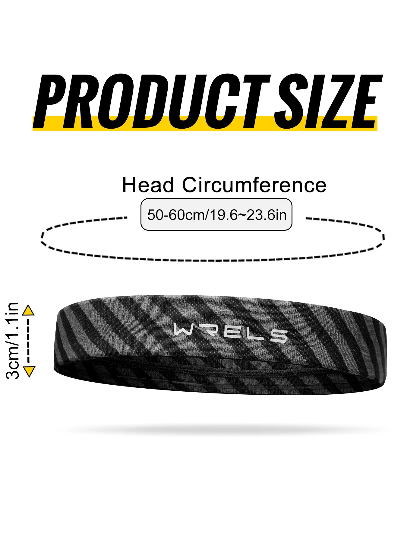 WRELS Sports Headbands Non Slip Moisture Wicking Workout Sweatbands for Running Yoga Quick Drying Elastic Sweat Hairband