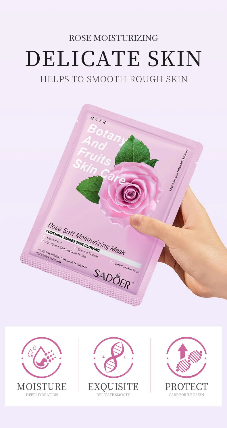 8pcs SADOER Fruits Face Mask Beauty Facial skincare Masks Moisturizing Firming Hydrating Facial Mask Face Care Korean Cosmetics