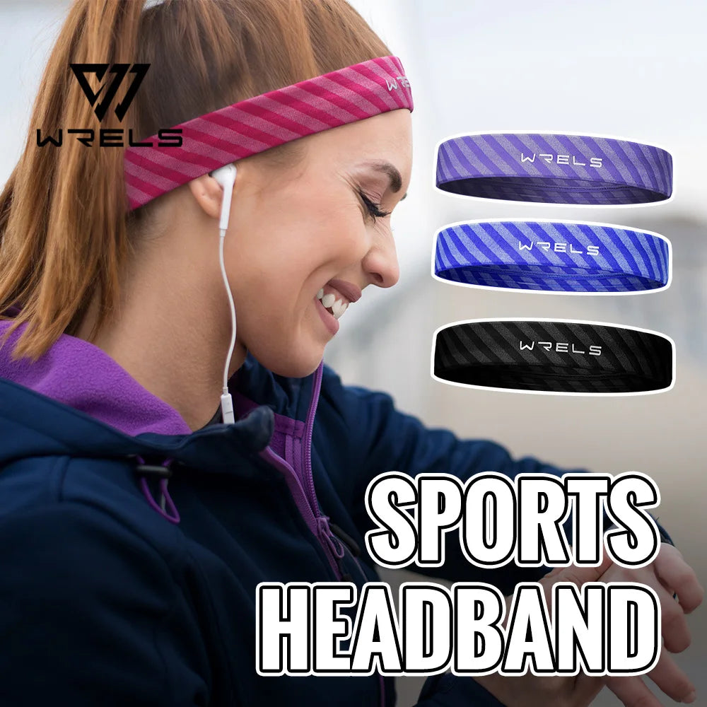 WRELS Sports Headbands Non Slip Moisture Wicking Workout Sweatbands for Running Yoga Quick Drying Elastic Sweat Hairband
