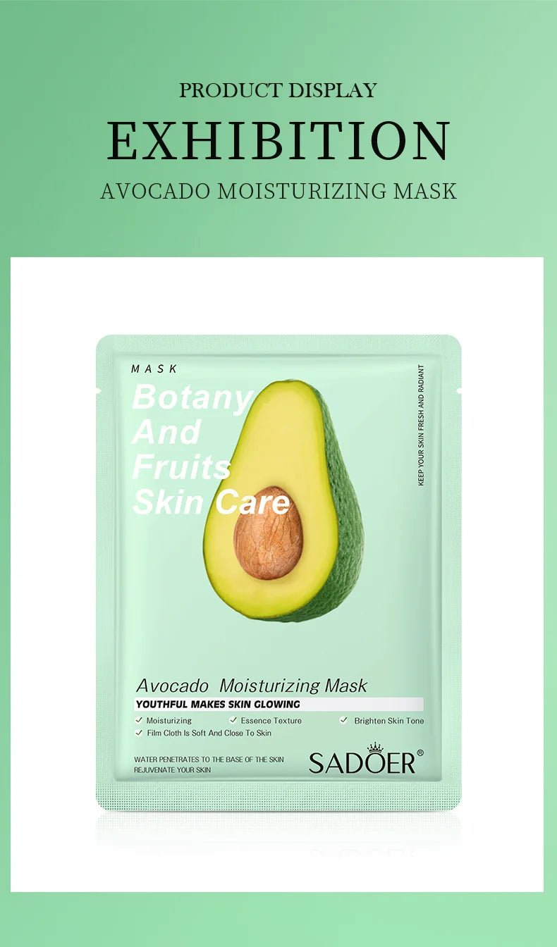 8pcs SADOER Fruits Face Mask Beauty Facial skincare Masks Moisturizing Firming Hydrating Facial Mask Face Care Korean Cosmetics