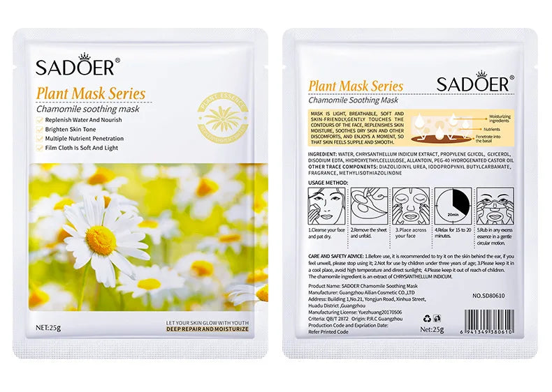 8pcs SADOER Fruits Face Mask Beauty Facial skincare Masks Moisturizing Firming Hydrating Facial Mask Face Care Korean Cosmetics