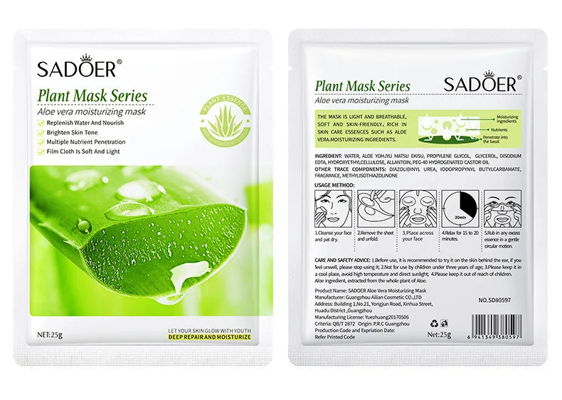 8pcs SADOER Fruits Face Mask Beauty Facial skincare Masks Moisturizing Firming Hydrating Facial Mask Face Care Korean Cosmetics
