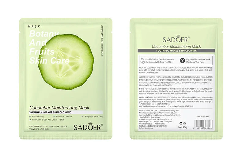 8pcs SADOER Fruits Face Mask Beauty Facial skincare Masks Moisturizing Firming Hydrating Facial Mask Face Care Korean Cosmetics