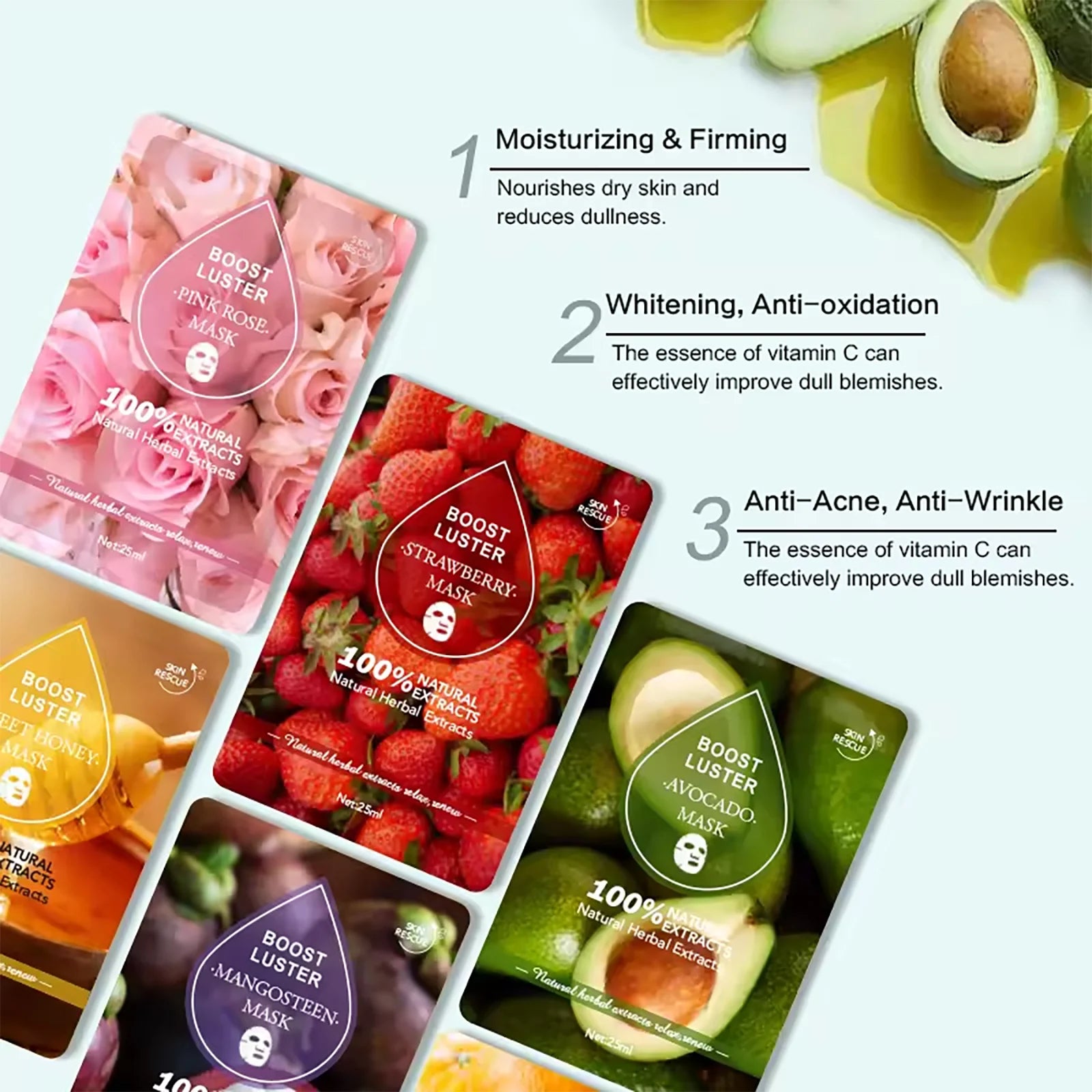 AILKE Whitening Moisturizing Hydration Facial Mask With Vitamin C Hyaluronic Acid Anti-wrinkle Face Skin Care Korean Cosmetics