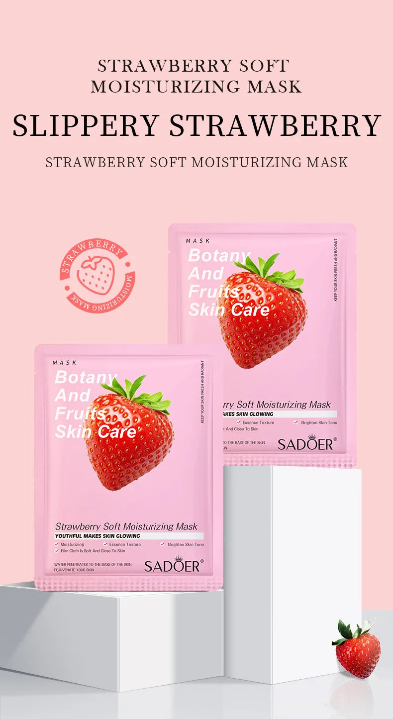 8pcs SADOER Fruits Face Mask Beauty Facial skincare Masks Moisturizing Firming Hydrating Facial Mask Face Care Korean Cosmetics
